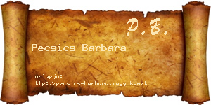 Pecsics Barbara névjegykártya